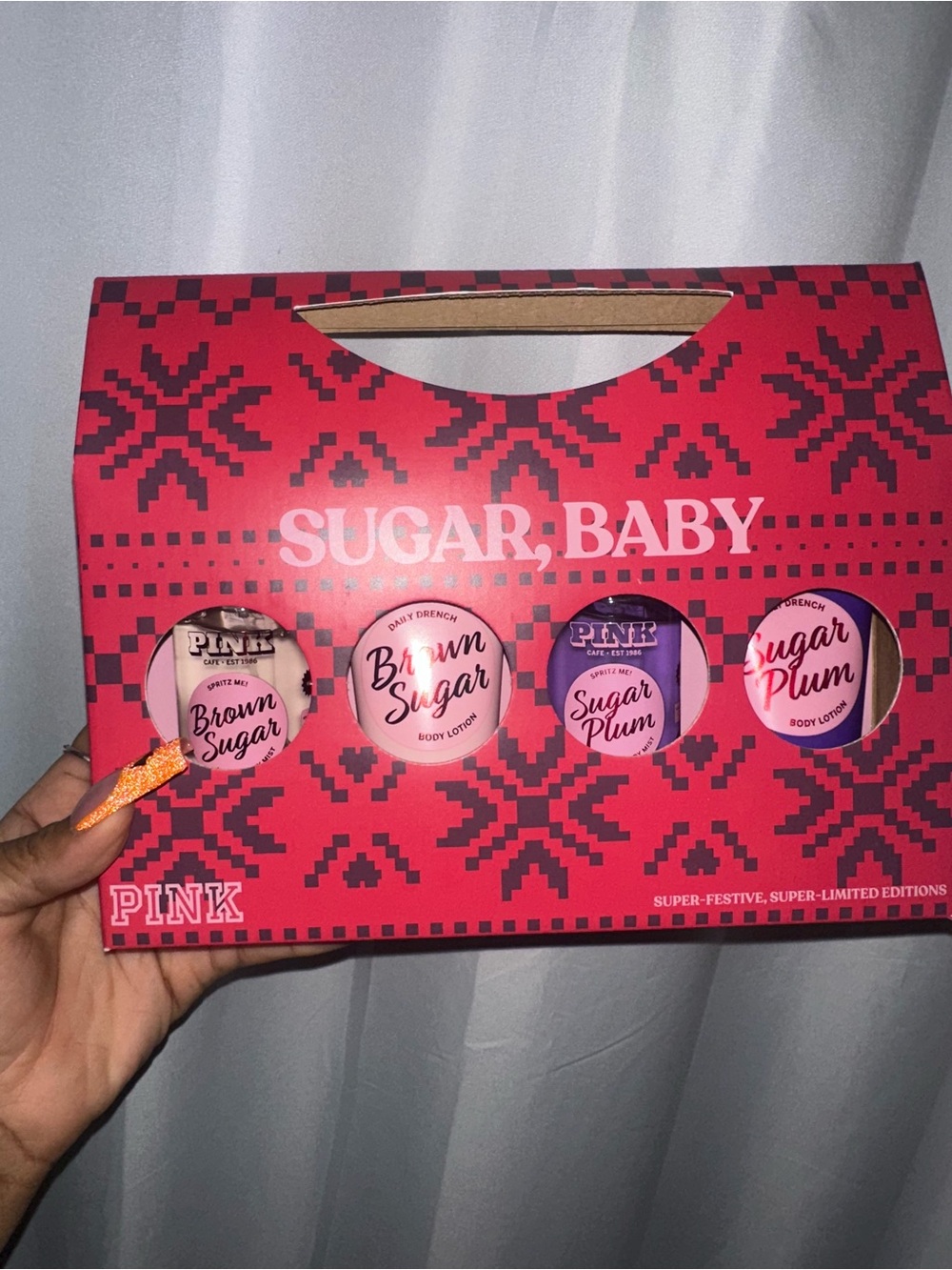PINK Victoria's Secret Sugar Baby Mini Body Cream Set - Red & Pink